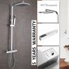 Brita Bathrooms Square Thermostatic Bar Shower Mixer Set – 8" Chrome Head Shower & Handset (2 in 1)