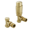 Brita Bathrooms Designer Gold Thermostatic Angled Radiator Valves with Lockshield – 15mm TRV Pair