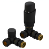 Brita Bathrooms Designer Matt Black Thermostatic Corner Radiator Valves with Lockshield – 15mm TRV Pair