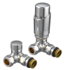 Brita Bathrooms Designer Chrome Thermostatic Corner Radiator Valves with Lockshield – 15mm TRV Pair