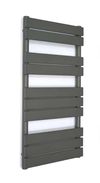 1000 x 600mm Designer Vertical Anthracite Towel Warmer Radiator – Flat Single Panel | 2564 BTU – Brita Bathrooms