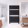 Brita Bathrooms Designer Vertical Flat Single Panel Black Towel Warmer Radiator 1050 x 600mm