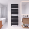 Brita Bathrooms Designer Vertical Flat Single Panel Black Towel Warmer Radiator 1200 x 500mm