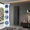 Brita Bathrooms Designer Vertical Oval Double Panel Anthracite Radiator 1600 x 600mm – 9313 BTU