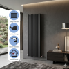 Brita Bathrooms Designer Vertical Oval Double Panel Black Radiator 1600 x 540mm – 8381 BTU