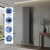 Brita Bathrooms Designer Vertical Oval Double Panel Anthracite Radiator 1800 x 480mm – 8381 BTU