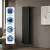 Brita Bathrooms Designer Vertical Oval Double Panel Black Radiator 1800 x 420mm – 7857 BTU