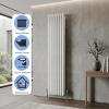 Brita Bathrooms Designer Vertical Oval Double Panel Gloss White Radiator 1600 x 420mm – 7024 BTU