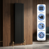 Brita Bathrooms Designer Vertical Oval Double Panel Black Radiator 1800 x 480mm – 8381 BTU