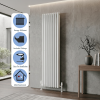 Brita Bathrooms Designer Vertical Oval Double Panel Gloss White Radiator 1600 x 480mm – 7450 BTU