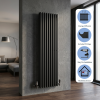 Brita Bathrooms Designer Vertical Oval Double Panel Black Radiator 1800 x 540mm – 9429 BTU