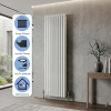 Brita Bathrooms Designer Vertical Oval Double Panel Gloss White Radiator 1600 x 540mm – 8381 BTU