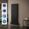Brita Bathrooms Designer Vertical Oval Double Panel Black Radiator 1800 x 600mm – 10476 BTU