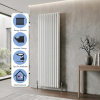 Brita Bathrooms Designer Vertical Oval Double Panel Gloss White Radiator 1800 x 600mm – 10476 BTU