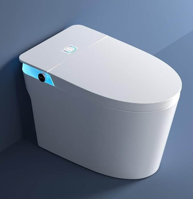 Brita Bathrooms Smart Intelligent Round Toilet (P-Trap) – Remote Control, Warm Seat, Auto Open/Flush, Bidet Wash & Warm Air Dryer