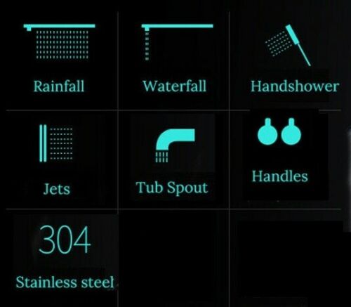 Brita Bathrooms 5-in-1 Thermostatic Shower Panel Tower – Black Finish with Rainfall, Waterfall & 48 Body Jets