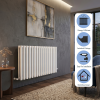 Brita Bathrooms Designer Horizontal Oval Double Panel Gloss White Radiator 600 x 1620mm – 8406 BTU