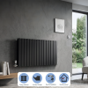 Brita Bathrooms 600 x 1368mm Designer Horizontal Flat Double Panel Radiator – Matt Black | 8218 BTU
