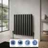 Brita Bathrooms Designer Horizontal Oval Double Panel Anthracite Radiator 600 x 600mm – 3381 BTU
