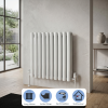 Brita Bathrooms Designer Horizontal Oval Double Panel Gloss White Radiator 600 x 600mm – 3381 BTU