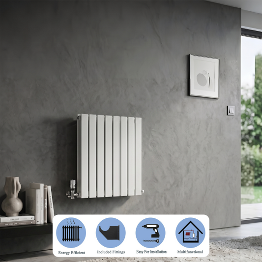 Brita Bathrooms 600 x 1596mm Designer Horizontal Flat Double Panel Radiator – Gloss White | 8561 BTU