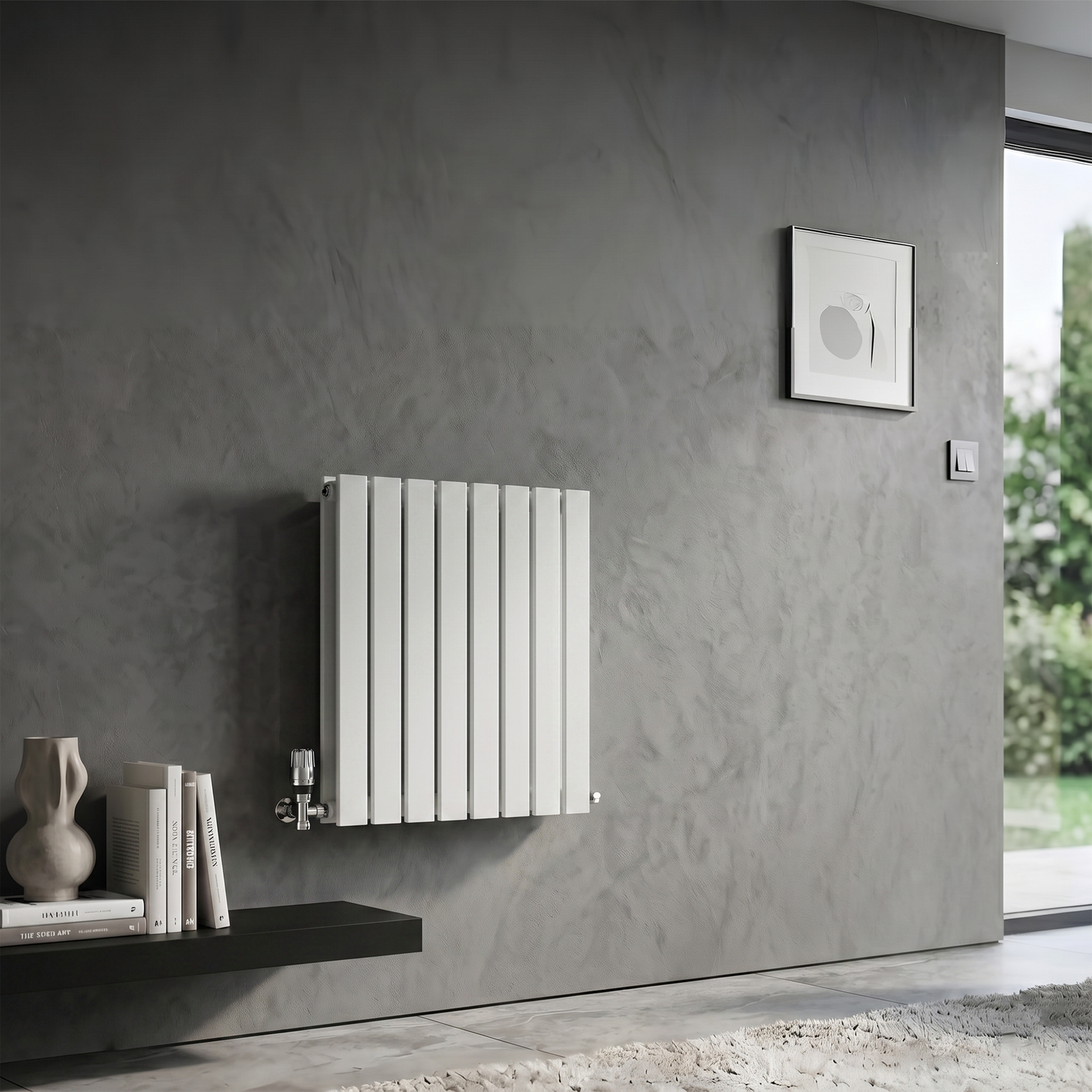 Brita Bathrooms 600 x 1596mm Designer Horizontal Flat Double Panel Radiator – Gloss White | 8561 BTU