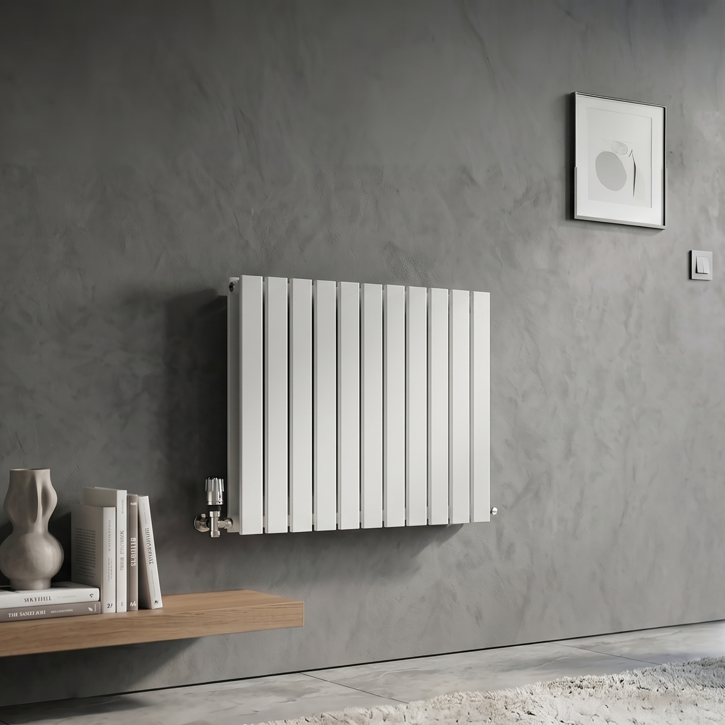 Brita Bathrooms 600 x 836mm Designer Horizontal Flat Double Panel Radiator – Gloss White | 4744 BTU