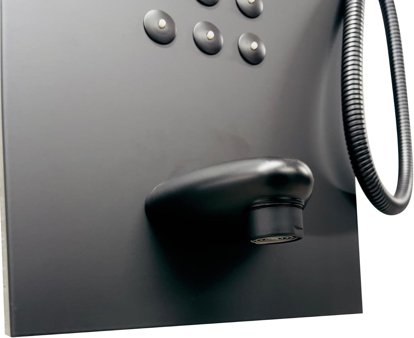 Brita Bathrooms 5-in-1 Thermostatic Shower Panel Tower – Black Finish with Rainfall, Waterfall & 48 Body Jets