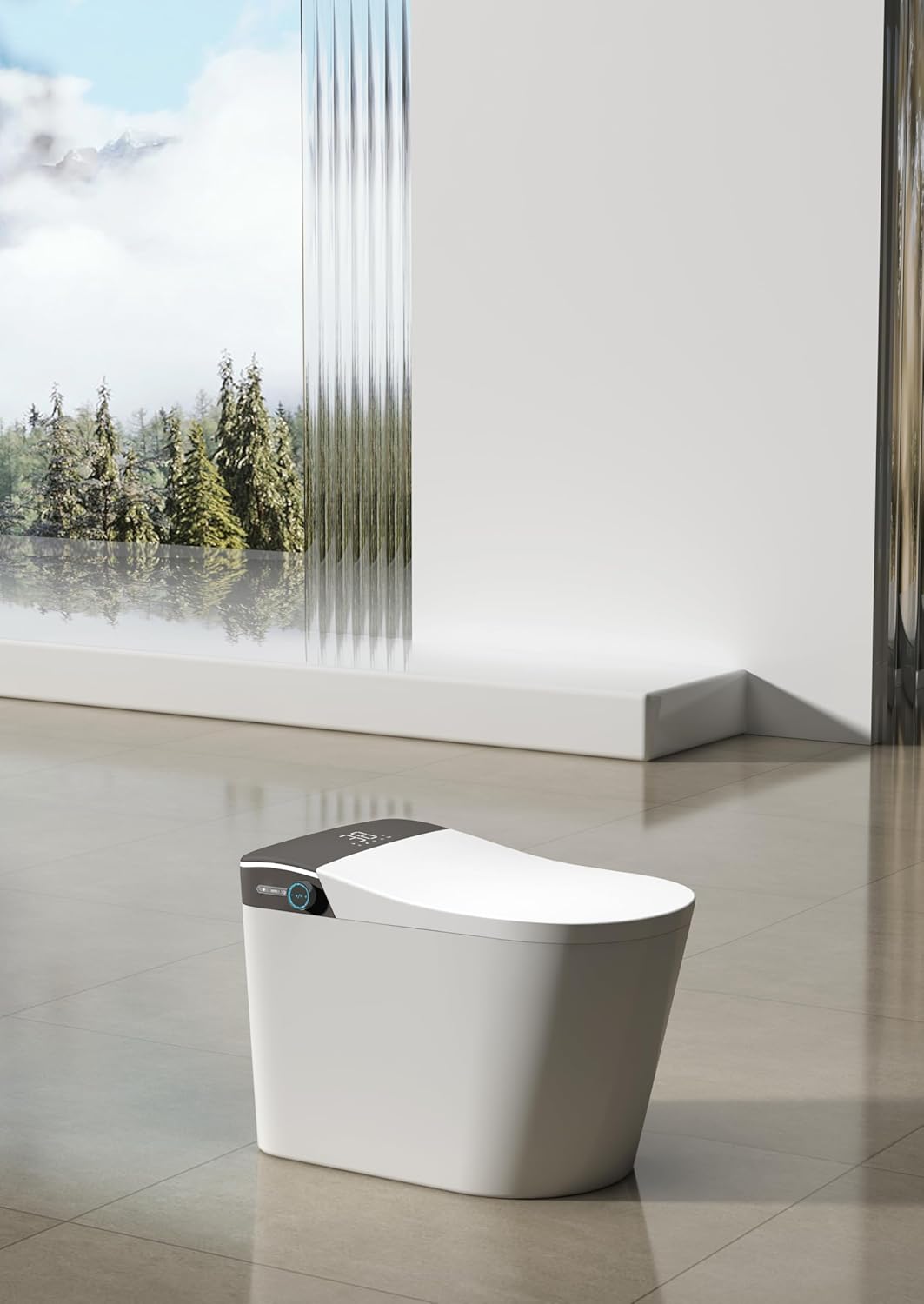 Brita Bathrooms Smart Intelligent Square Toilet (P-Trap) – Remote Control, Warm Seat, Auto Open/Flush, Bidet Wash & Warm Air Dryer
