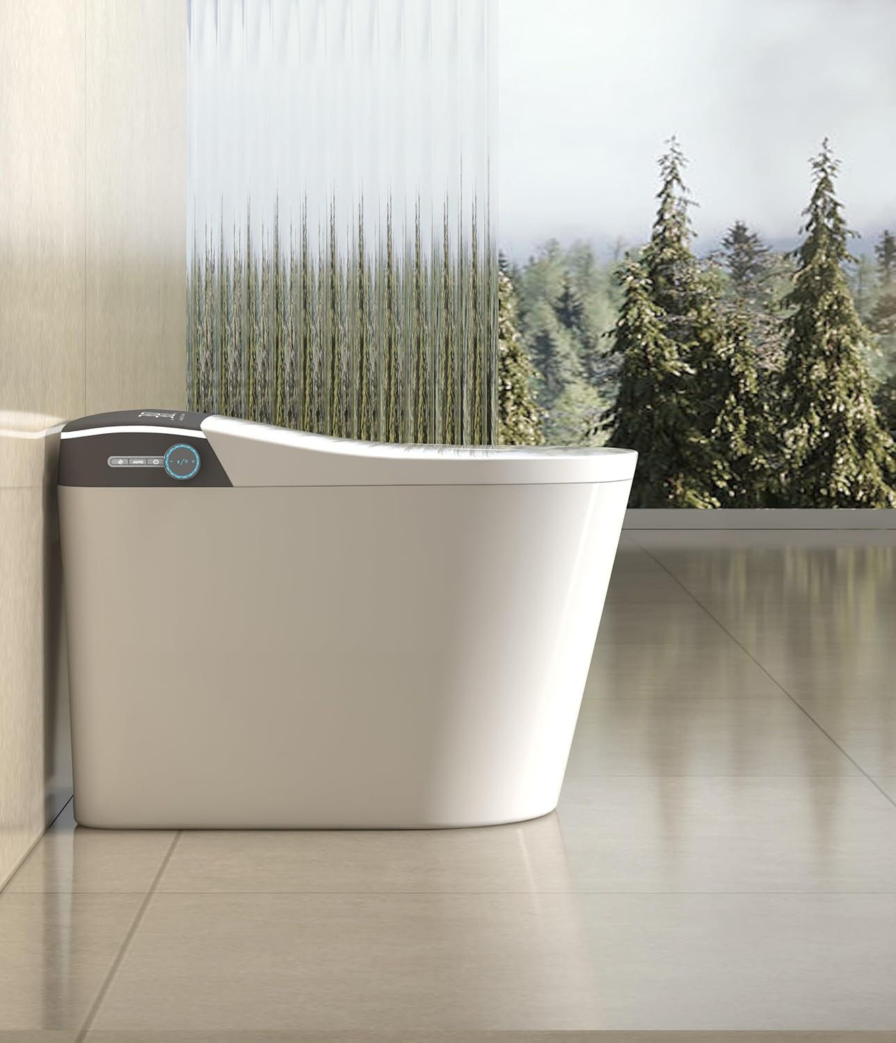 Brita Bathrooms Smart Intelligent Square Toilet (P-Trap) – Remote Control, Warm Seat, Auto Open/Flush, Bidet Wash & Warm Air Dryer