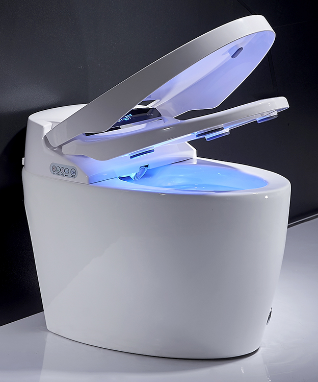 Brita Bathrooms Smart Intelligent Round Toilet (P-Trap) – Remote Control, Warm Seat, Auto Open/Flush, Bidet Wash & Warm Air Dryer