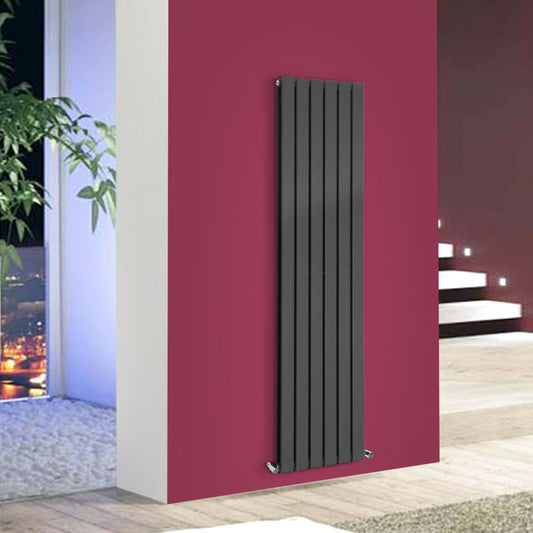 1800 x 456mm Designer Vertical Double Panel Radiator – Anthracite Flat Panel | 9557 BTU
