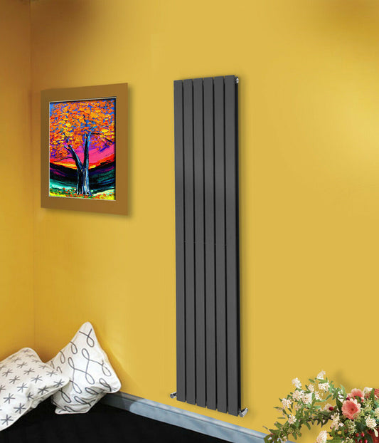 1800 x 456mm Designer Vertical Double Panel Radiator – Anthracite Flat Panel | 9557 BTU