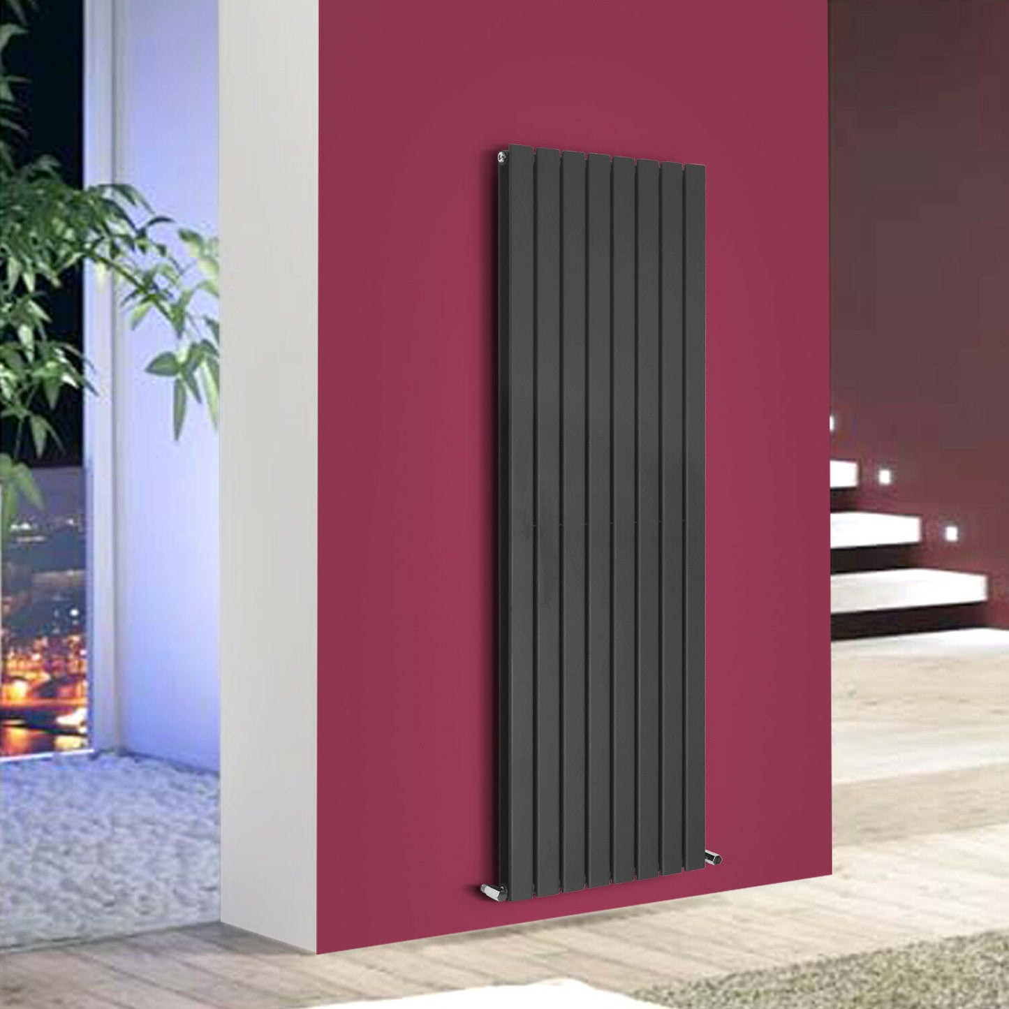 Brita Bathrooms Designer Vertical Flat Double Panel Anthracite Radiator 1600 x 532mm – 6761 BTU