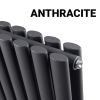 Brita Bathrooms Designer Vertical Oval Double Panel Anthracite Radiator 1800 x 480mm – 8381 BTU