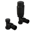 Brita Bathrooms Designer Matt Black Thermostatic Angled Radiator Valves with Lockshield – 15mm TRV Pair