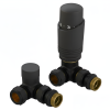 Brita Bathrooms Designer Matt Anthracite Thermostatic Corner Radiator Valves with Lockshield – 15mm TRV Pair