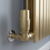 Brita Bathrooms Designer Gold Thermostatic Corner Radiator Valves with Lockshield – 15mm TRV Pair