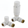 Brita Bathrooms Designer Matt White Thermostatic Corner Radiator Valves with Lockshield – 15mm TRV Pair