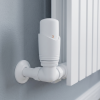 Brita Bathrooms Designer Matt White Thermostatic Corner Radiator Valves with Lockshield – 15mm TRV Pair