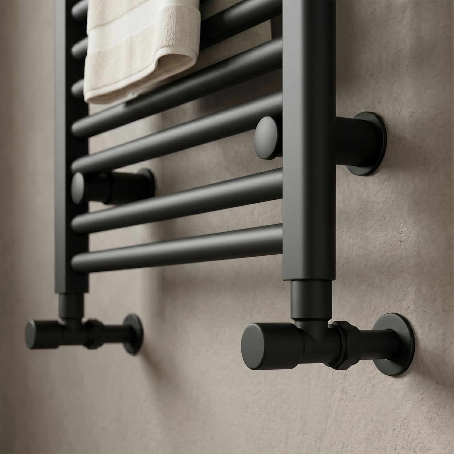 Brita Bathrooms Matt Black Manual Angled Radiator Valves – 15mm Valve Pair