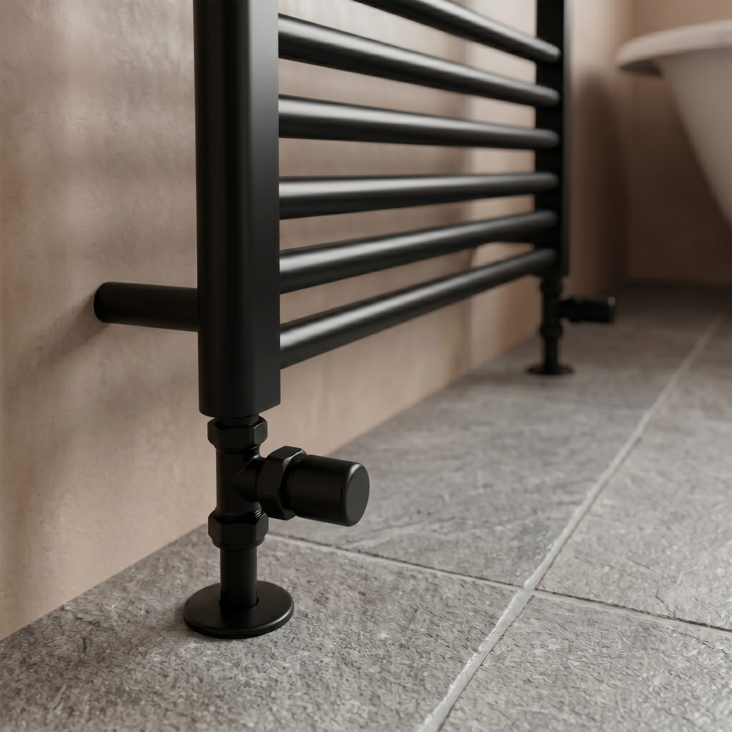 Brita Bathrooms Black Manual Straight Radiator Valves – Matt Black | 15mm Valve Pair