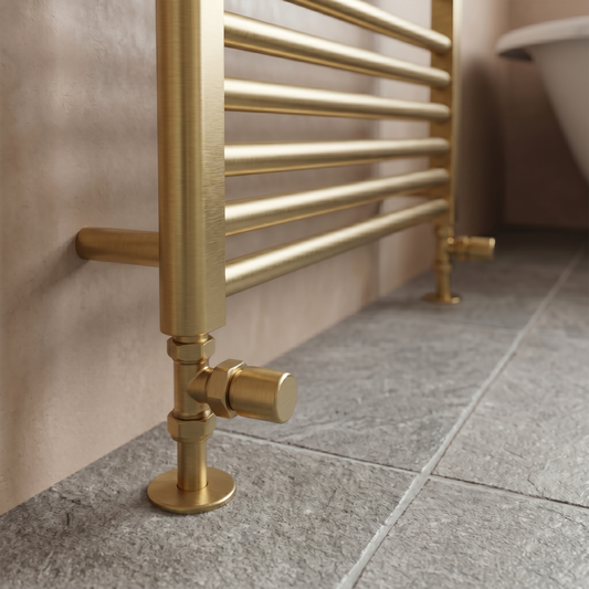 Brita Bathrooms Gold Manual Straight Radiator Valves – 15mm Valve Pair