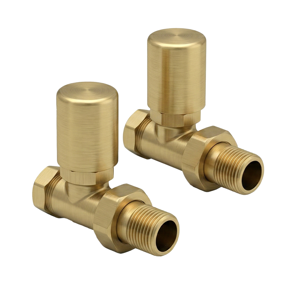 Brita Bathrooms Gold Manual Angled Radiator Valves – 15mm Valve Pair