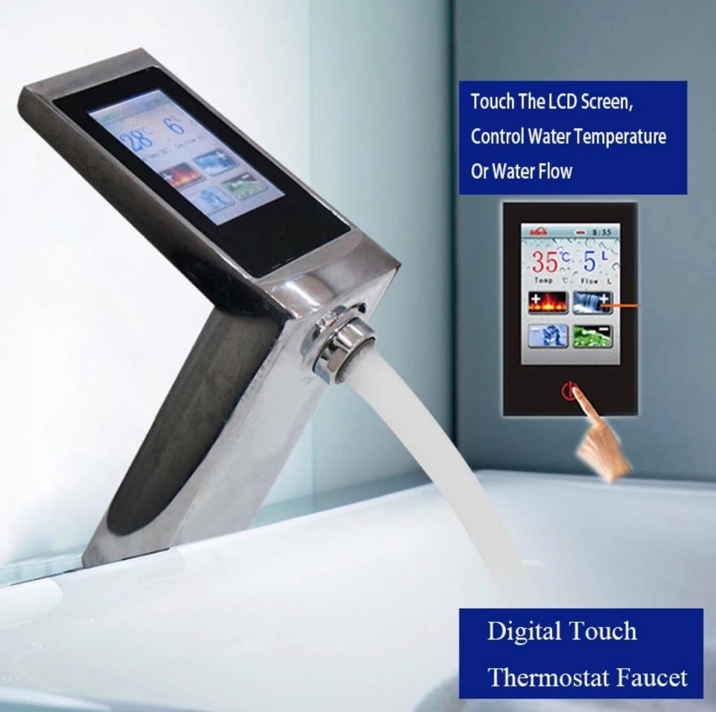 Brita Bathrooms Digital Display Bathroom Tap – Touch LCD Screen Cold & Hot Mixer with Precision Temperature Control (Chrome)