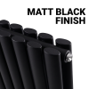 Brita Bathrooms Designer Vertical Oval Double Panel Black Radiator 1800 x 480mm – 8381 BTU